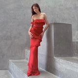 Women Dresses Sexy Ribbon Dress Spring Summer Slim-Fit Long Dress