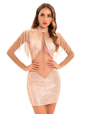 Women's Evening Gown Sexy Sheer Mesh Stitching Sequins Dress Evening Dress
