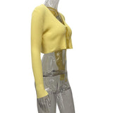 Women Knitted Sweater Autumn Winter Sexy Long-Sleeved, Slim-Fit, Short Cropped Lace-up Knitted Cardigan