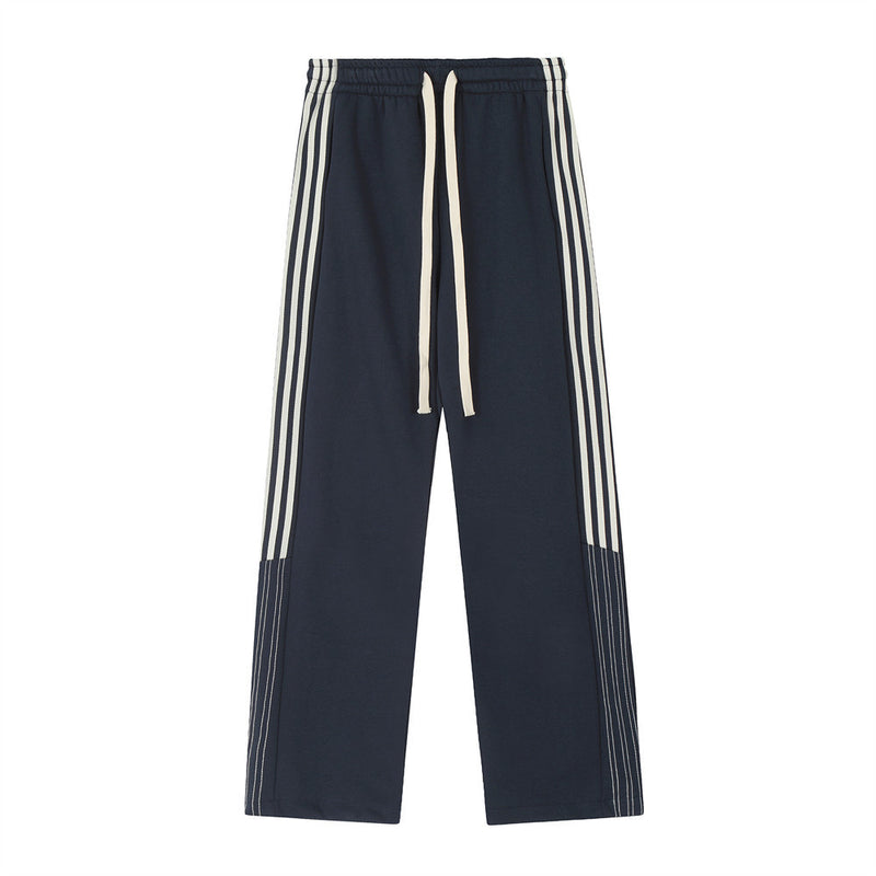Men Sweatpants Casual Straight-Leg Sweatpants Men's Sports Trousers with an Elasticated Waist Striped Loose-Fitting Wide-Leg Trousers