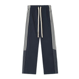 Men Sweatpants Casual Straight-Leg Sweatpants Men's Sports Trousers with an Elasticated Waist Striped Loose-Fitting Wide-Leg Trousers