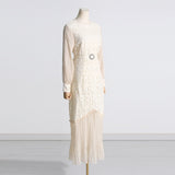 Women Dresses Spring Embroidery Mesh Dress Long Dress (Qymy0409)
