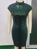 Women Evening Gown Sexy Retro Sequins Dress