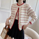 Women Knitwear Autumn and Winter Striped Sweater Loose Knitted Cardigan