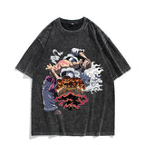 Anime Nika Luffy Washed Old Retro T-Shirt Short Sleeve