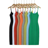 Women Dresses Summer round Neck Camisole Split Dress Backless Sexy Midi Dress (Xds0414)
