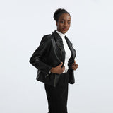 Red Leather Jacket Autumn and Winter Leather Coat for Women Short Lapels PU Leather Jacket