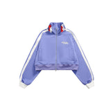 Unisex Jacket Vintage Stripe Short Sports Jacket Men's and Women's Slim Stand Collar Jacket