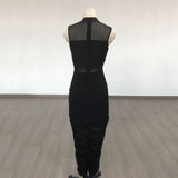 Women's Evening Dress Summer Sexy Mesh round Neck Sheath Dress