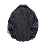 Unisex Shirts Autumn Vertical Striped Pocket Shirt