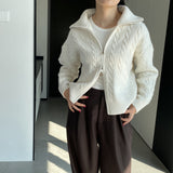 Women Cardigan Sweater Autumn Sweater Cardigan Zipper Turn-down Collar Coat Q625
