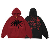 Men Hoodie Spider Flocking Embroidered Couple Hooded Sweater Men's and Women's Hip Hop Oversize Hoodie