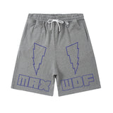 Men Shorts Vintage Letter Print Casual Shorts Loose Cropped Pants