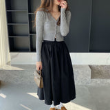 Women's Cardigan Sweater Sexy V-neck Short Women's Slim-Fit Long-Sleeved Sweater 8t8220