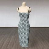 Women's Evening Dress Slim Fit Bandage One-Piece Dress Sling High Slit Dress