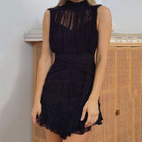 Women Dresses Summer Stand Collar Chiffon Dress Hip Skirt (Qymy0409)