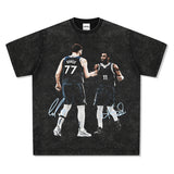 Mens Vintage Boxer T-Shirt American Irving Printed Short Sleeve T-Shirt Vintage Washed