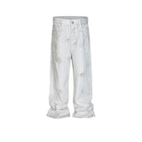MIJKO Mens Vintage Pants Ripped Ripped Straight Jeans