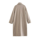 Women Woolen Coat Autumn and Winter Long over the Knee Woolen Coat