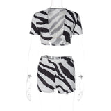 Women Co-Ord Set Sexy Slim Zebra Shorts Two-Piece Set