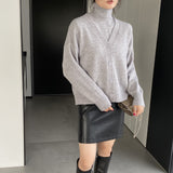 Women Knitted Two-Piece Set Turtleneck Vest Cardigan Knitted Two-Piece X3050