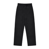 Men Sweatpants Solid Color Casual Trousers Elasticated Pants Wide-Leg Overalls