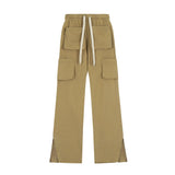 Men Sweatpants Multi-Pocket Cargo Pants Men's Loose Casual Elastic Waist Wide Leg Pants