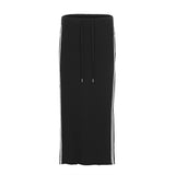Women Long Skirt Side Striped Contrast Color Mid-Length A- line Skirt
