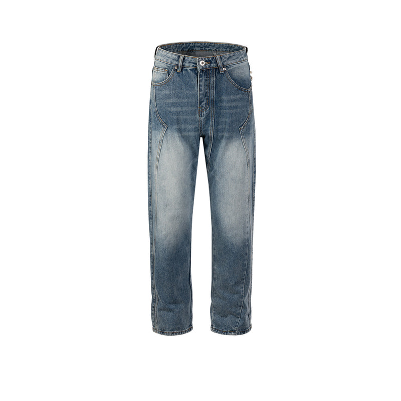 MIJKO Men's Vintage Pants MIJKO Splicing Trousers Men's and Women's Jeans