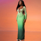 Women Dresses Autumn Sexy Hollow Backless Lace-up Long Sleeve Dress