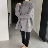 Women Cardigan Sweater Winter Zipper Coat Lapel Ins Long Sleeve Loose Sweater 1t8835