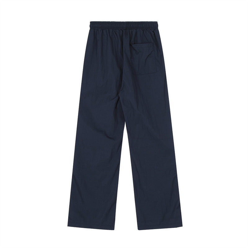 Men Sweatpants Zipper Slit Straight Casual Trousers Breathable Sports Wide-Leg Pants