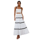 Women Dresses Summer Sling Top Patchwork Long Dress Two Pieces (Jkw0408)