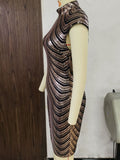 Women Evening Gown Sexy Retro Sequins Dress