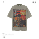 American vintage street T-shirt pure cotton retro men's and women's summer loose half sleeves