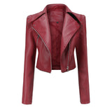 Red Leather Jacket Detachable Spring and Autumn Coat Women's Casual Jacket