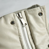 Unisex Winter Cotton Coat PU Leather Coat Stand Collar Leather Cotton-Padded Jacket