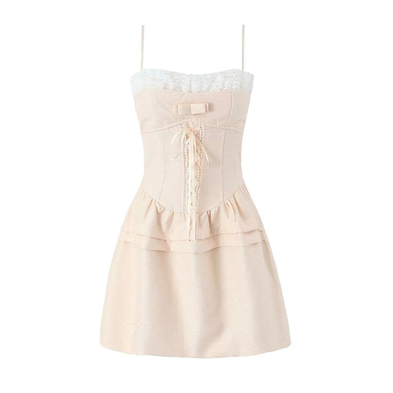 Women Dresses Spring/Summer Bow Lace Sling Dress (Xds0414)