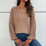 Women Knitted Sweater Fall Female V-neck Sweater