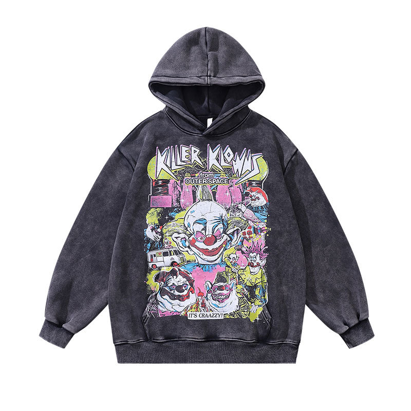 Men Hoodie Fall/Winter Hip Hop Retro Clown Graffiti Couple Hooded Sweater