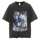 2024Japanese Anime Graphic T Shirt Black Washed T-Shirt