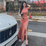 Women Dresses round Neck Short Sleeve Maxi Dress