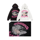 Men Hoodie Hiphop Sweater Hooded Angel Print Oversize Couple Jacket