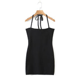 Women Sweater Knitwear Knitting Suit Sexy Sling Dress Ripped Sweater Two-Piece Set