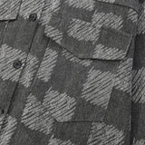 Women Jacket Chessboard Plaid Long Sleeve Shirt Jacket Lapel Pocket Coat