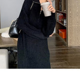 Women Knitwear Fall and Winter Lapels Zipper Sweater Loose Sweater