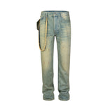 MIJKO Men's Vintage Pants MIJKO Men's Women's Washed Cow Trousers Ruined Pants Jeans