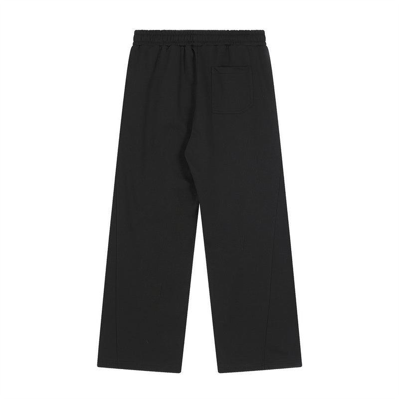 Men Sweatpants Solid Color Simple Exercise Casual Pants Straight Wide Leg Sweatpants