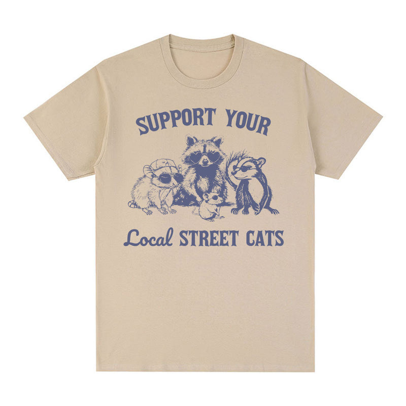 Support Local Street Cats Raccoon Opossum Meme T Shirt Men
