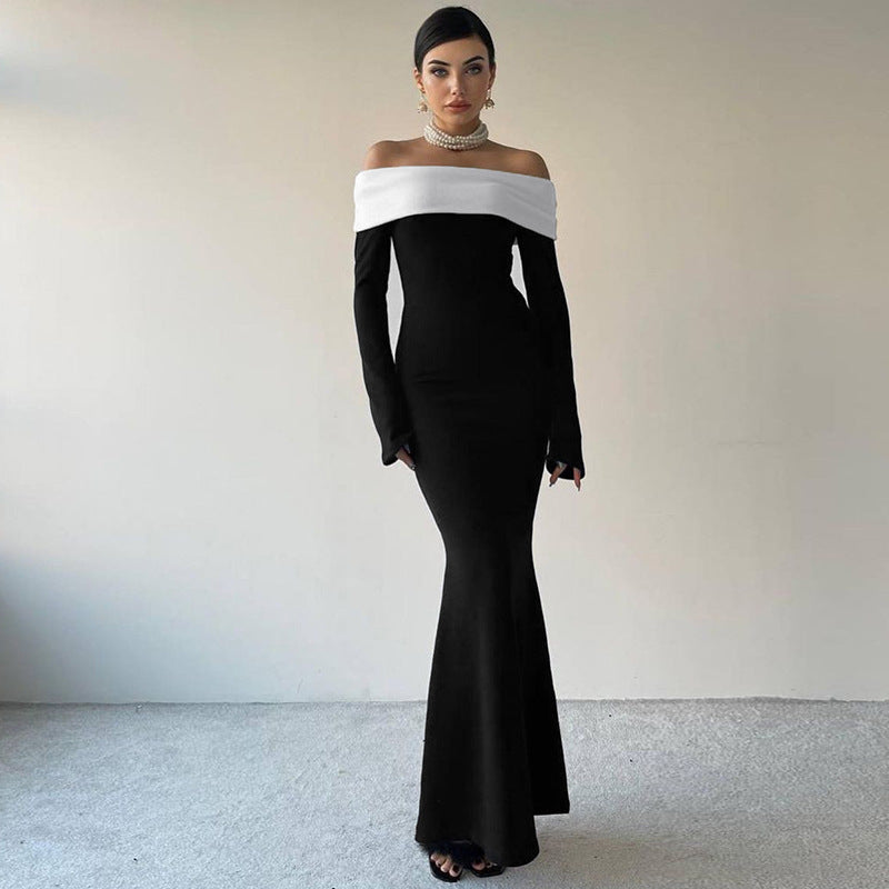 Women Dresses Long Sleeve Slim Fit Sheath Long Dress